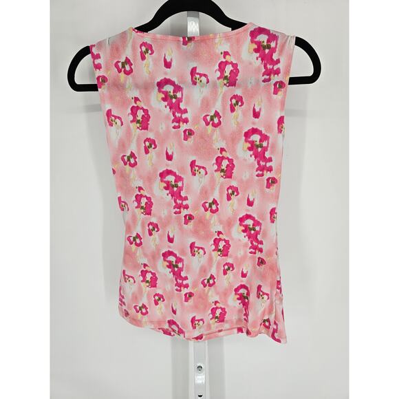 Y2K Ann Taylor Womens Sz SP Petite Sleeveless Wrap Blouse Pink Leopard Print - Picture 4 of 4